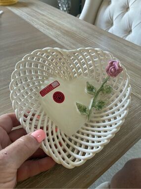 Beautiful Porcelain handmade Bowl with Rose! . Made in Poland and Brand New! 🌻🌻🌻